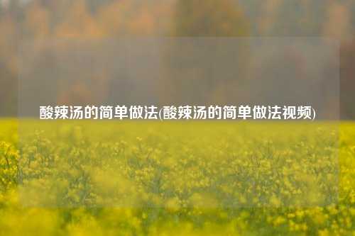 酸辣汤的简单做法(酸辣汤的简单做法视频)