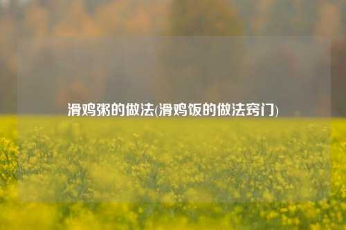 滑鸡粥的做法(滑鸡饭的做法窍门)